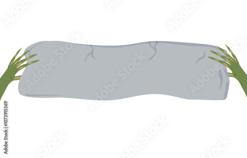 Zombie hands hold rock banner. vector