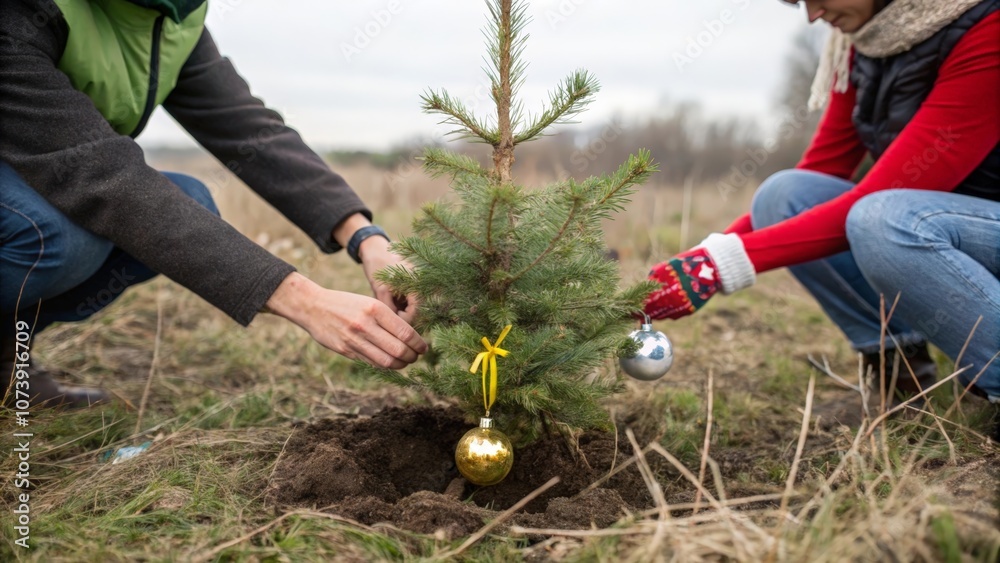 Fototapeta premium person planting a tree