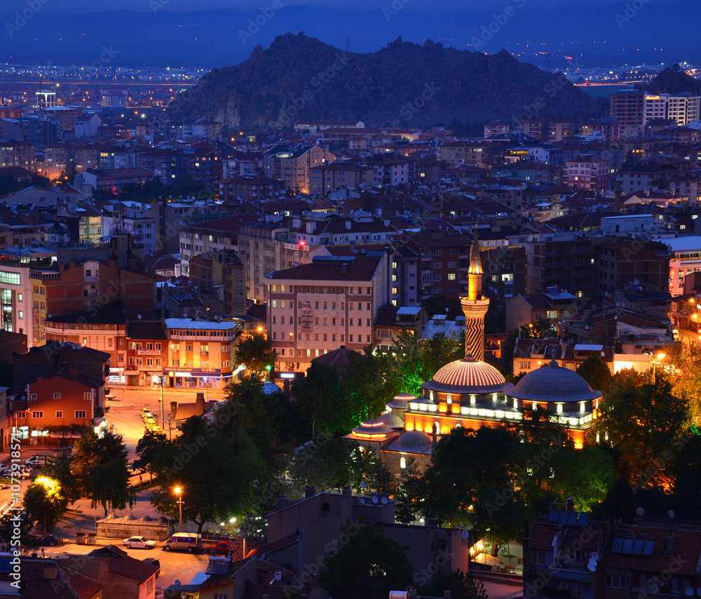 Obraz premium A night view from Afyonkarahisar, Turkey