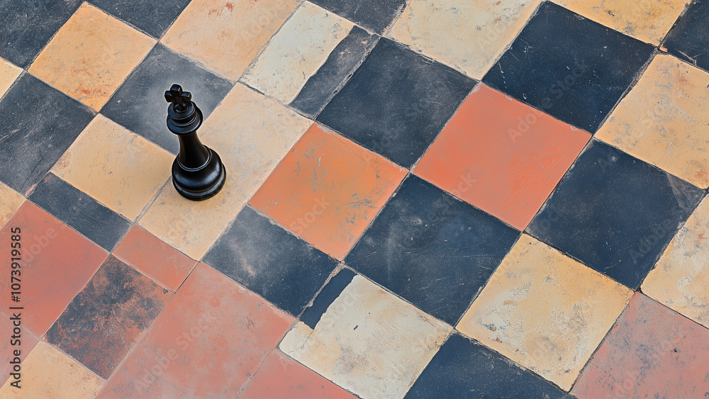 Lone Piece: Minimalist Chessboard with a Single Chess Piece