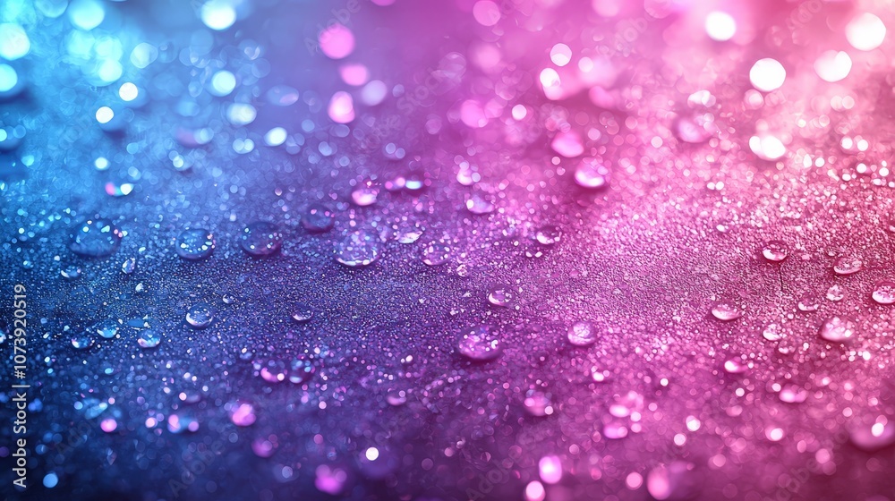 A vibrant close-up of water droplets on a surface, showcasing a gradient of blue and pink hues. A vibrant close-up of water droplets on a surface, showcasing a gradient of blue and pink hues.