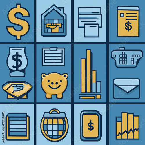 finance icons set AI generated