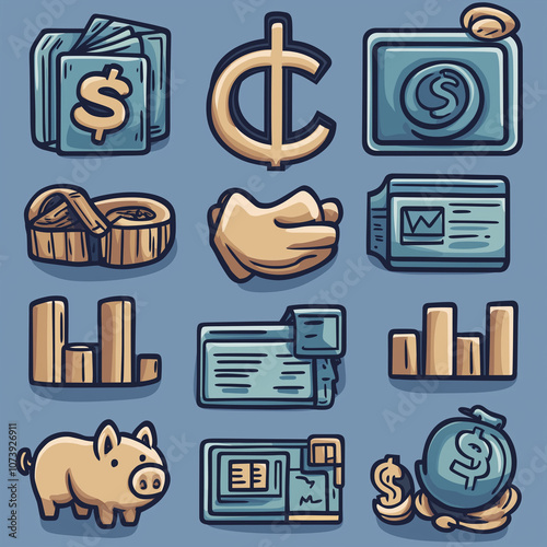 finance icons set AI generated