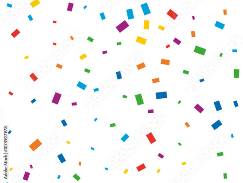 Rainbow Rectangular Confetti. Confetti celebration, Falling rainbow abstract decoration for party, birthday celebrate, anniversary or event, festive. Festival decor. Vector illustration.