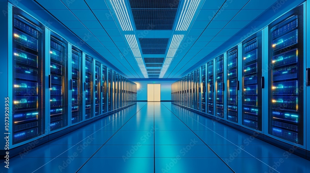 Ecofriendly data center design with solar panels and modern aesthetics Ecofriendly data center design with solar panels and modern aesthetics