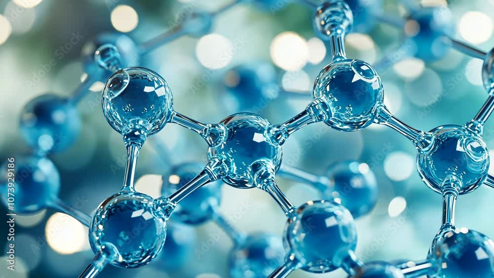 Detailed close-up of blue 3D water molecules, emphasizing their interactions and structure in a scientific context. Perfect for educational materials and scientific presentations. Detailed close-up of blue 3D water molecules, emphasizing their interactions and structure in a scientific context. Perfect for educational materials and scientific presentations.