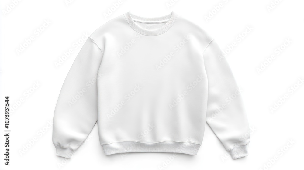 A plain white sweatshirt displayed on a neutral background. A plain white sweatshirt displayed on a neutral background.
