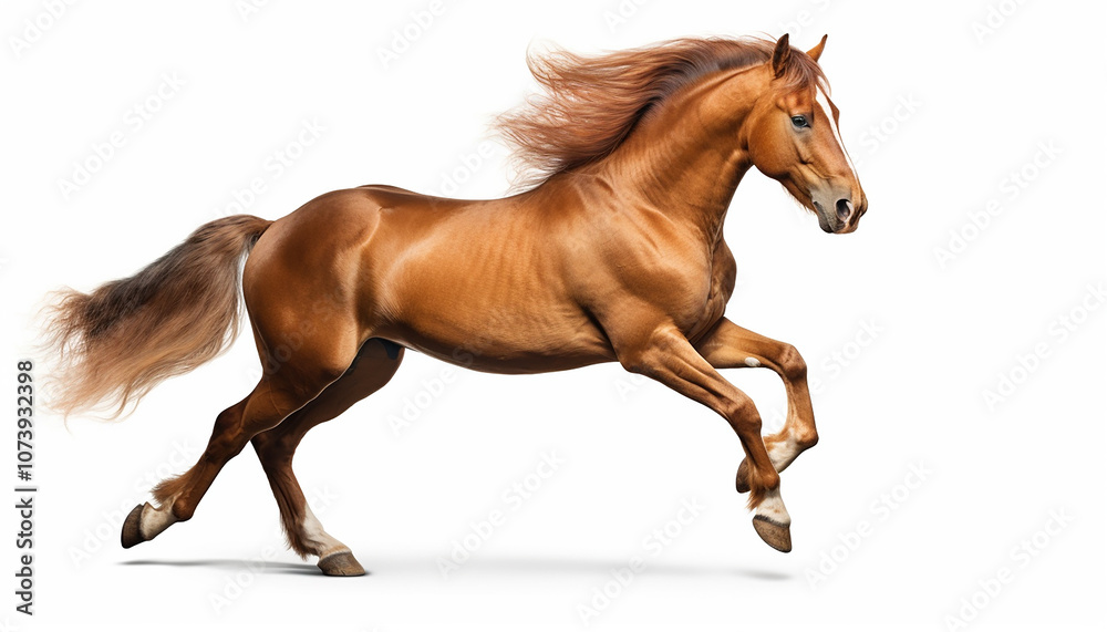 Horse Running Side View Isolated on White Background Horse Running Side View Isolated on White Background