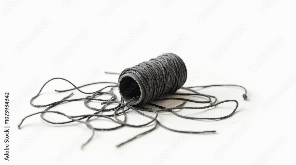Tangled Thread Spool on White Background Tangled Thread Spool on White Background