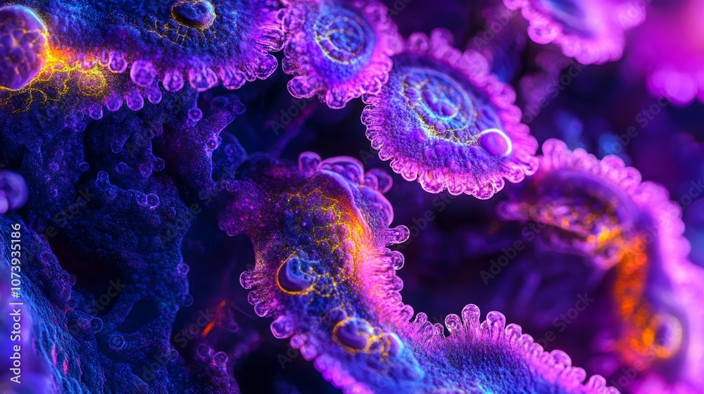 Fototapeta premium Vibrant neon visuals of postquantum cryptography in ultraviolet light