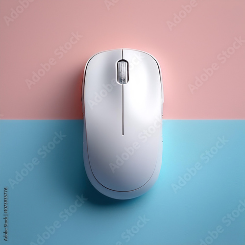 computer mouse, isolated on a soft blue and Pink Pastel