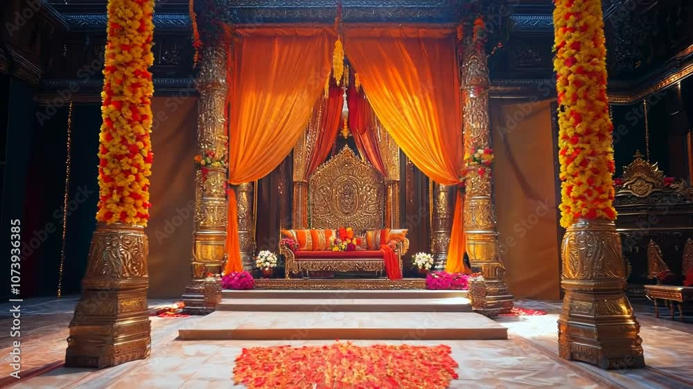 The decoration and interiors of the hindu wedding mandap Video
