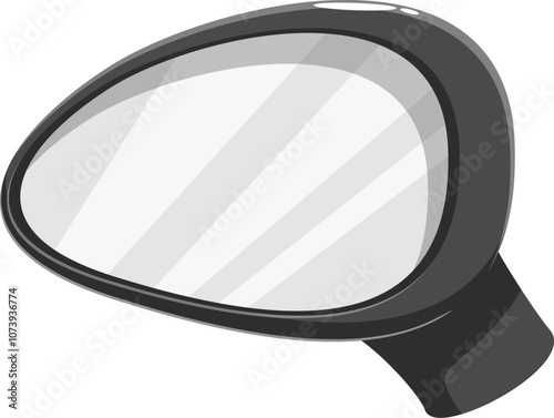 Side rearview mirror reflecting light on white background