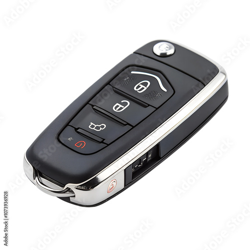 Modern car key with trinket on transparent background png 