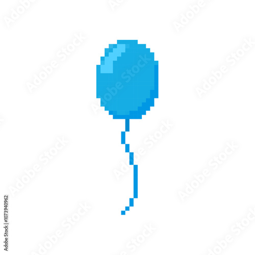 Pixelated balloon icon. Retro pixel colorful balloons party celebration design decoration digital cartoon icon. photo