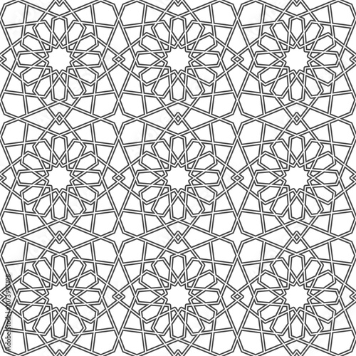 Seamless geometric pattern. Background girih illustration. Seamless girih pattern. Traditional Islamic Design. Mosque decoration element. Morocco seamless pattern.