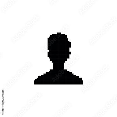 Pixel art black human silhouette. Minimalistic human figure icon in retro pixelated style. photo