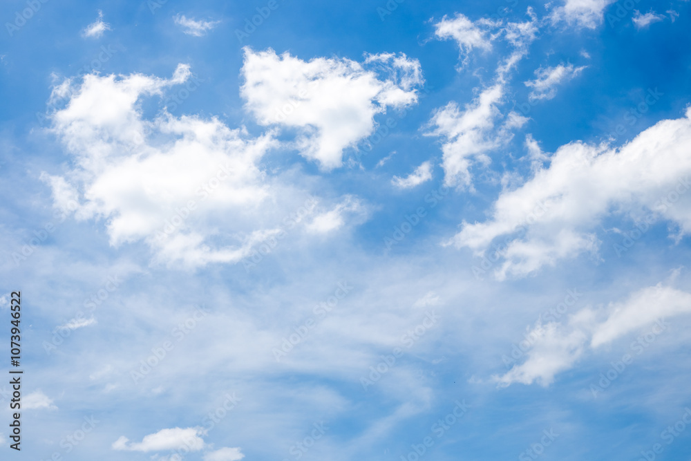 Airy sky summer landscape. Blue sky with fluffy clouds, natural background. Airy sky summer landscape. Blue sky with fluffy clouds, natural background.