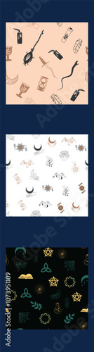 Wallpaper Mural Vertical border, set Magic and heavens seamless pattern. Symbols and elements of the witchcraft theme Torontodigital.ca