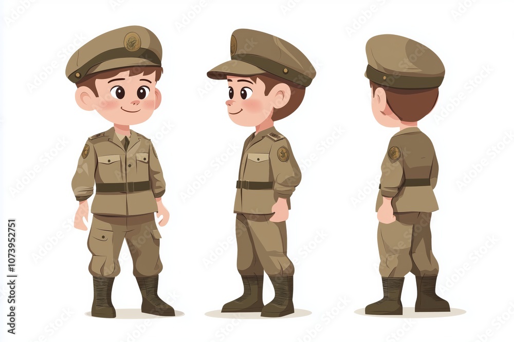 Kid wearing military uniform isolated vector style on isolated background illustration Kid wearing military uniform isolated vector style on isolated background illustration
