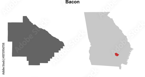 Bacon County (Georgia) blank outline map set