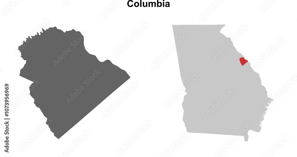 Columbia County (Georgia) blank outline map set