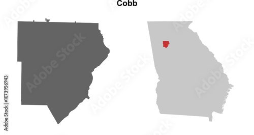 Cobb County (Georgia) blank outline map set