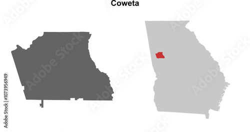 Quadro su tela Coweta County (Georgia) blank outline map set