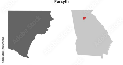 Forsyth County (Georgia) blank outline map set