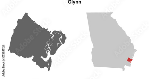 Glynn County (Georgia) blank outline map set
