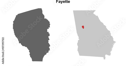 Fayette County (Georgia) blank outline map set