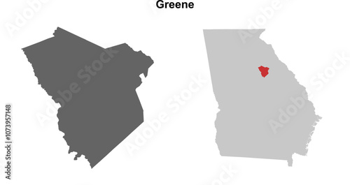 Greene County (Georgia) blank outline map set