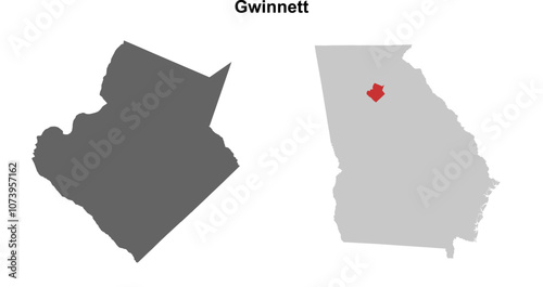 Gwinnett County (Georgia) blank outline map set