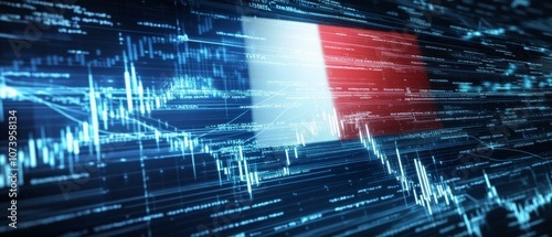 france finance and economy. a businessman standing in front of a digital trading platform, economic growth, stock market chart, investment trends global challenges and opportunities.	
