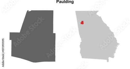 Paulding County (Georgia) blank outline map set