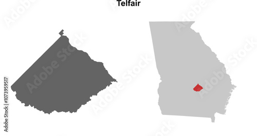 Telfair County (Georgia) blank outline map set photo