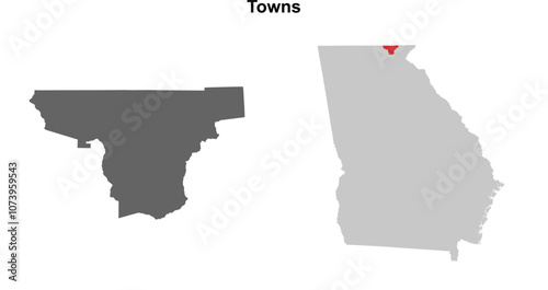 Towns County (Georgia) blank outline map set
