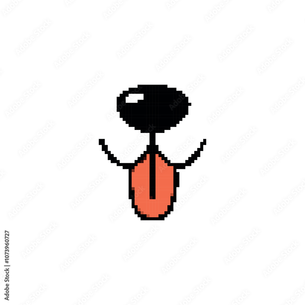 Pixel art black dog with orange tongue. Minimalistic dog character in retro pixelated design Pixel art black dog with orange tongue. Minimalistic dog character in retro pixelated design