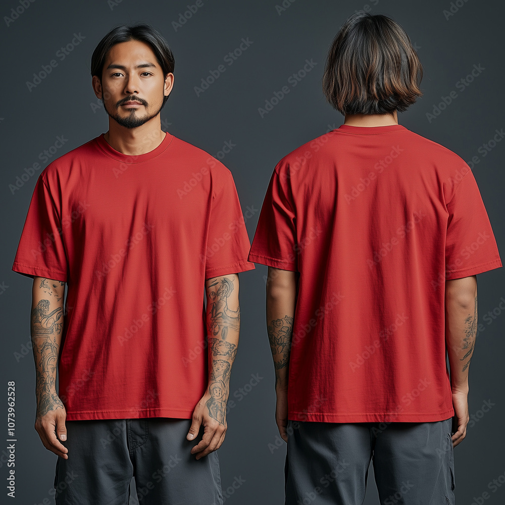blank red t-shirt mockup front and back used as design template, isolated on dark background blank red t-shirt mockup front and back used as design template, isolated on dark background