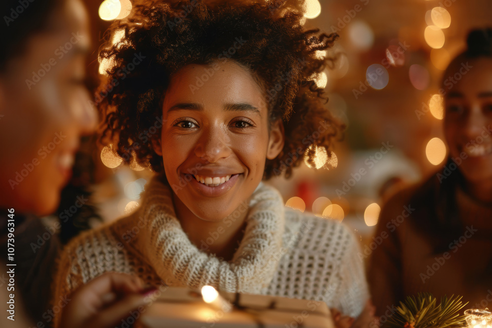 Resting Gift Face during Holiday Celebration with Soft Lighting for Festive Atmosphere Resting Gift Face during Holiday Celebration with Soft Lighting for Festive Atmosphere