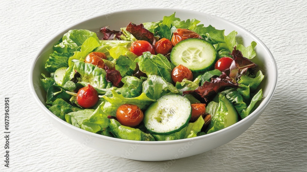 Fresh Salad Bowl with Leafy Greens and Vegetables Fresh Salad Bowl with Leafy Greens and Vegetables