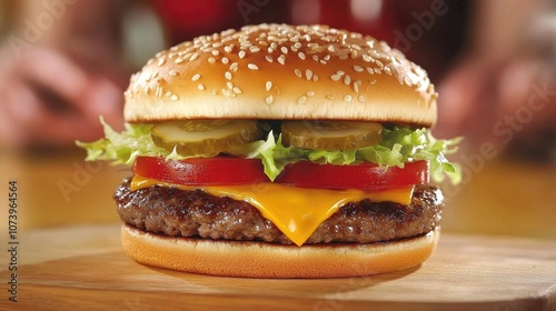 Juicy Classic Hamburger with Fresh Ingredients