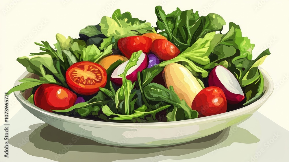 Colorful Fresh Vegetable Salad with Various Greens Colorful Fresh Vegetable Salad with Various Greens