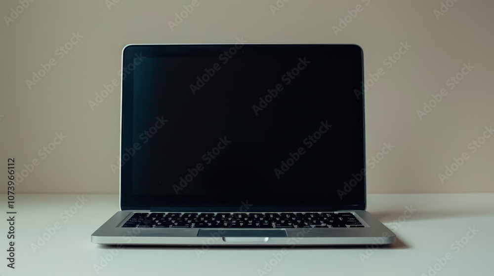 Silver laptop is open on a table. Silver laptop is open on a table.