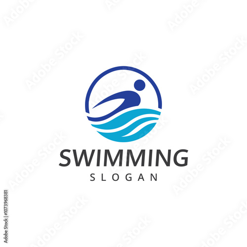 Swimming logo abstract people swim logo template