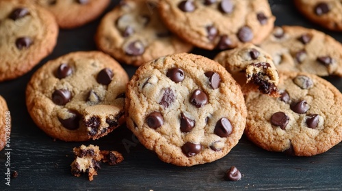 Freshly baked chocolate chip cookies.