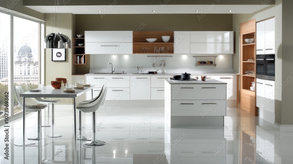 Modern Clean White Kitchen with Bright Color Palette Modern Clean White Kitchen with Bright Color Palette