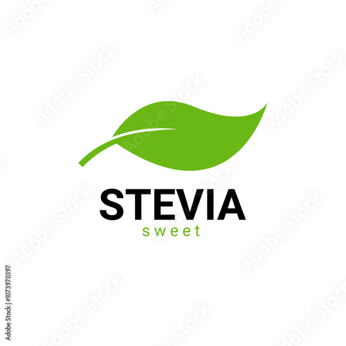 Stevia rebaudiana logo icon. Stevia leaf vector logo badge label plant natural extract. Herbal organic icon.