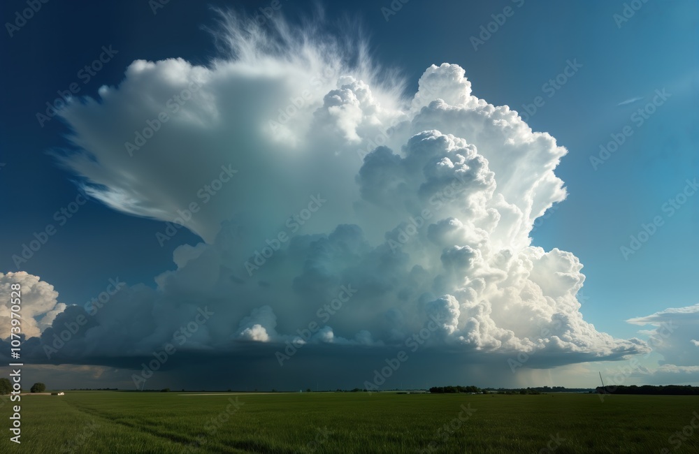 Big, dark, stormy sky above green meadow. Dramatic clouds cover blue sky, heavy rain coming. Powerful, dramatic clouds, rain front, storm, summer weather, nature, landscape, field, grass, green, Big, dark, stormy sky above green meadow. Dramatic clouds cover blue sky, heavy rain coming. Powerful, dramatic clouds, rain front, storm, summer weather, nature, landscape, field, grass, green,