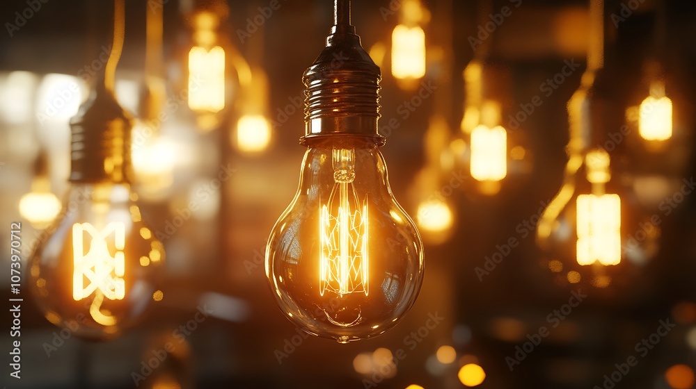 Elegant Retro Light Bulbs Creating Dreamy Abstract Interior Lighting photo Elegant Retro Light Bulbs Creating Dreamy Abstract Interior Lighting photo